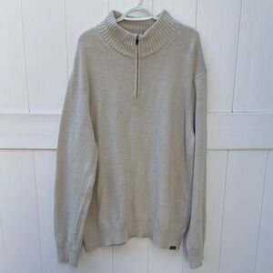 Eddie Bauer Men's Light Tan 3/4  Zip-Up Sweater SZ 2XL